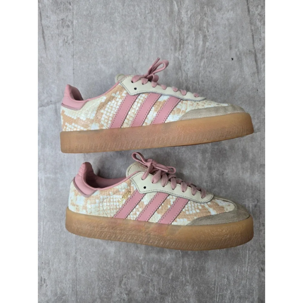 Adidas Samba Sneaker 8 Pink Cream Snakeskin Platform Gum Shoes Sporty Athleisure